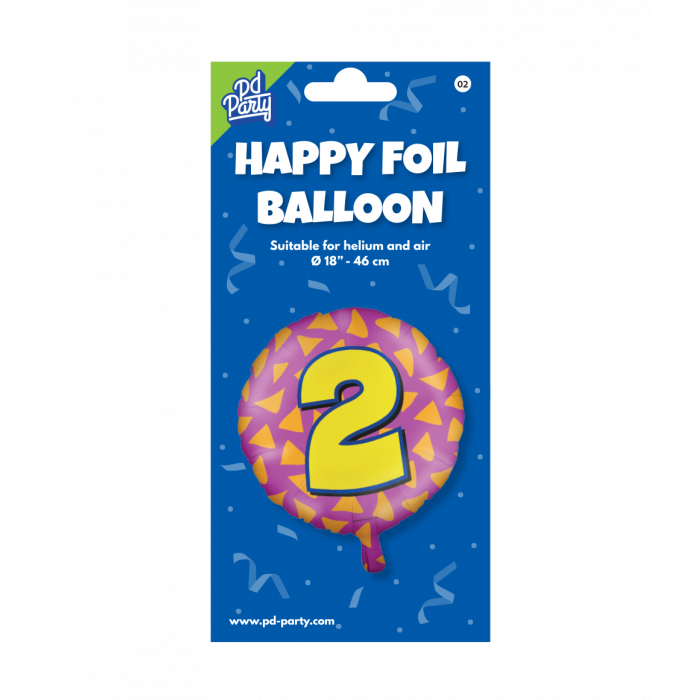 Folieballon 2 Jaar Gekleurd 46cm