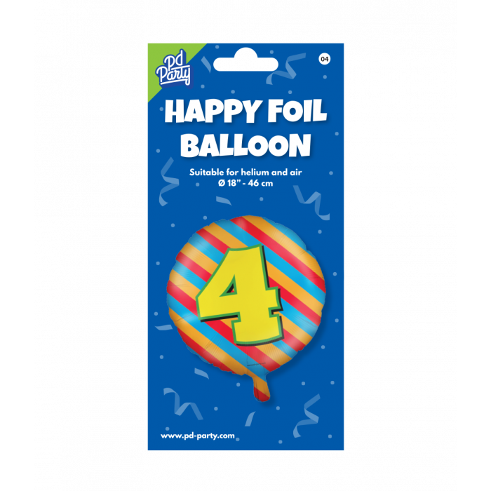 Folieballon 4 Jaar Gekleurd 46 cm