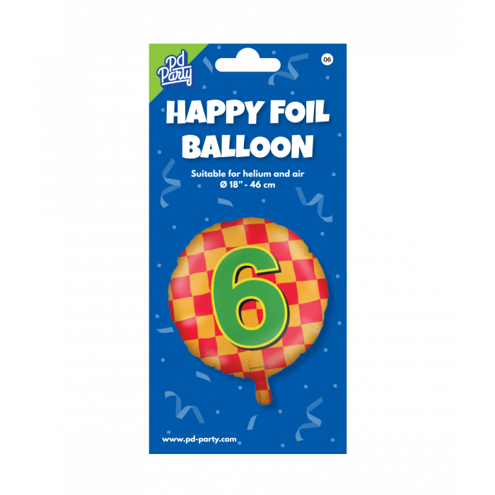 6 jaar Gekleurde folieballon 45 cm