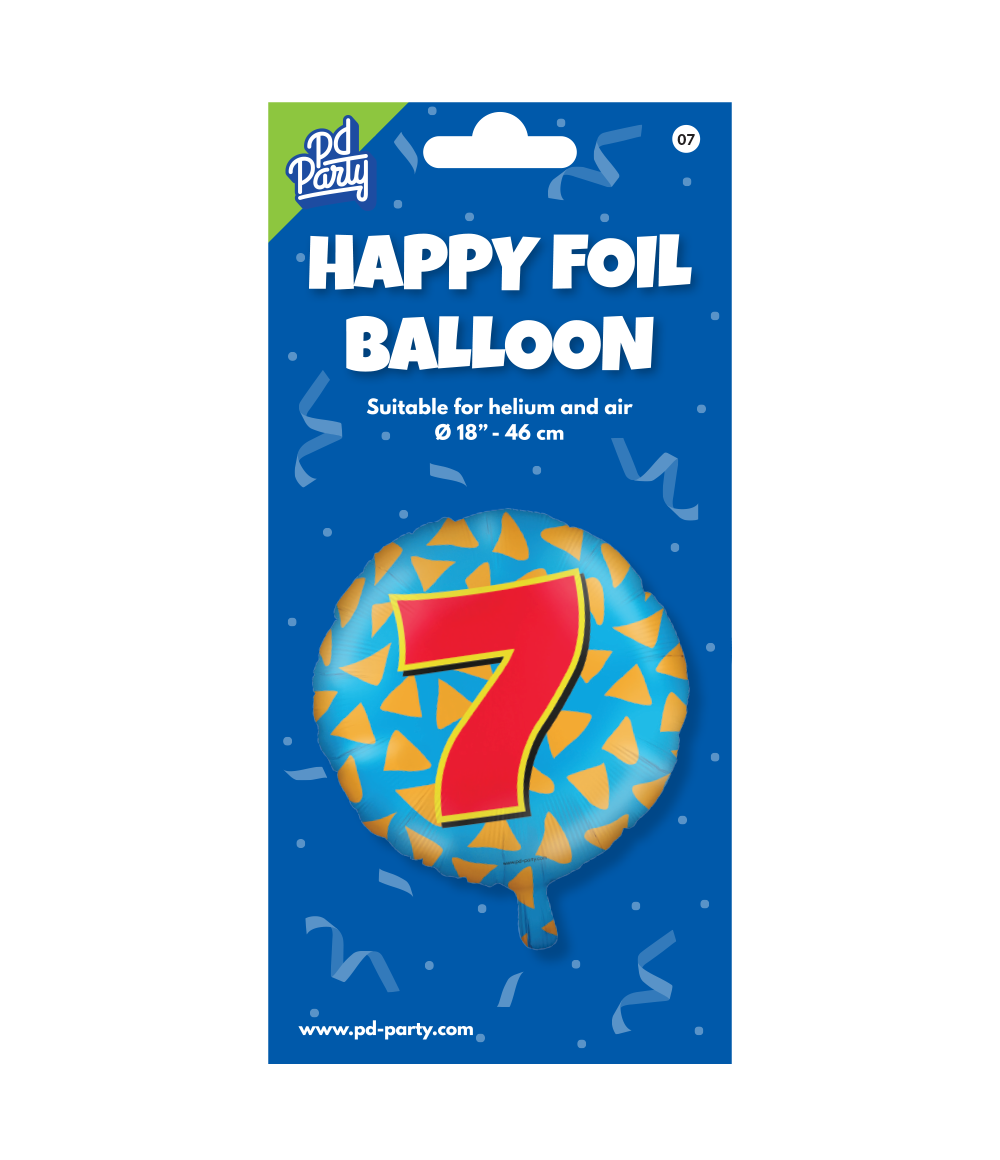 Folieballon 7 Jaar Gekleurd 45cm