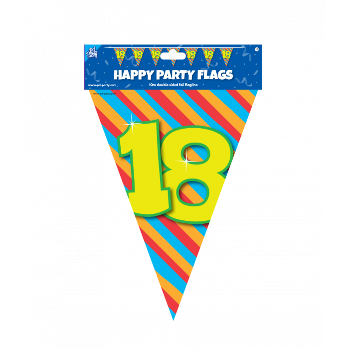 Vlaggenlijn Slinger 18 jaar Party 10 m