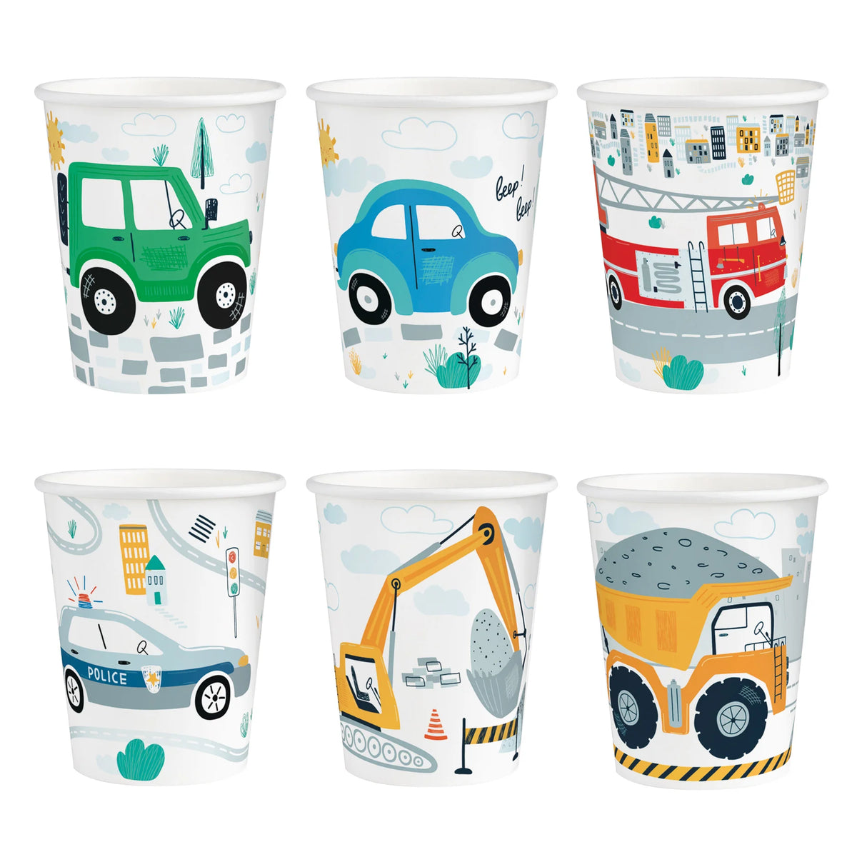 Bekers Voertuigen 220ml 6 Stuks