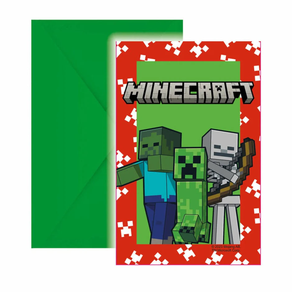 Minecraft Uitnodigingen 6 Stuks