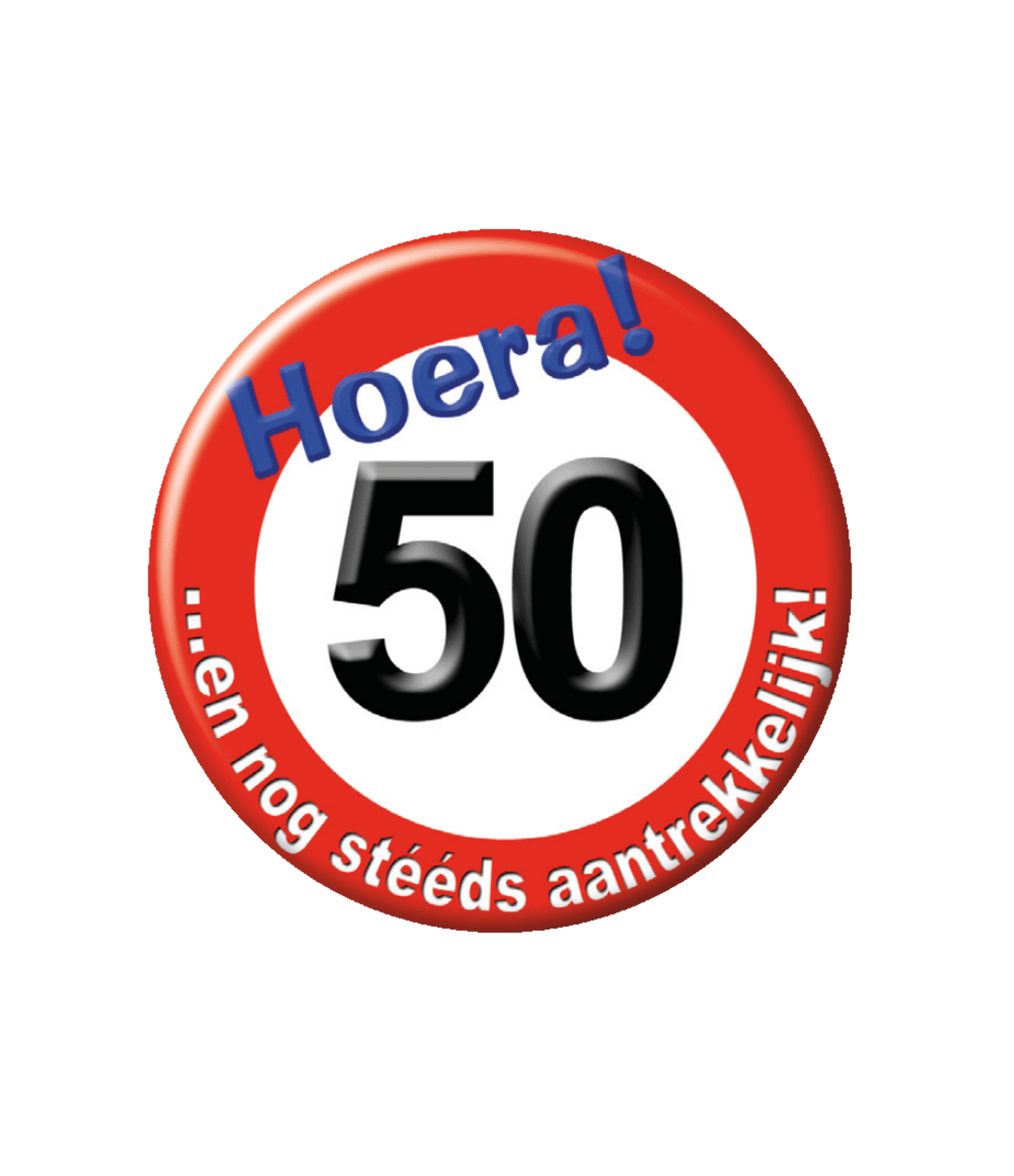 Button 50 jaar Verkeersbord 5,5cm voor Verjaardagen