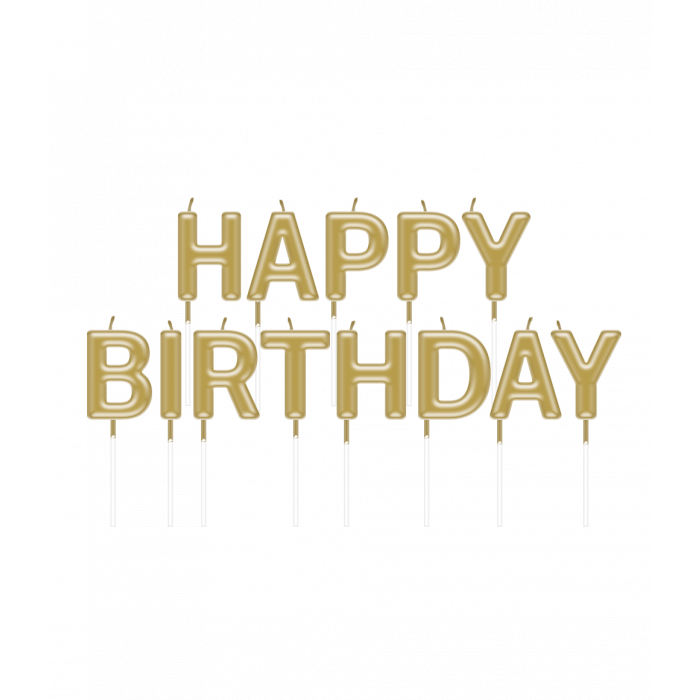 Kaarsjes Happy Birthday Goud 13st