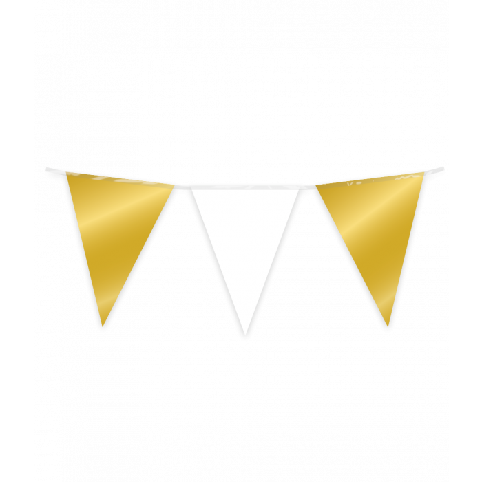 Vlaggenlijn Folie Goud & Wit 10m