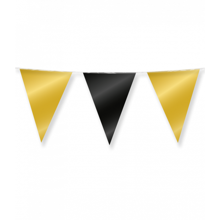 Vlaggenlijn Folie Goud & Zwart 10m
