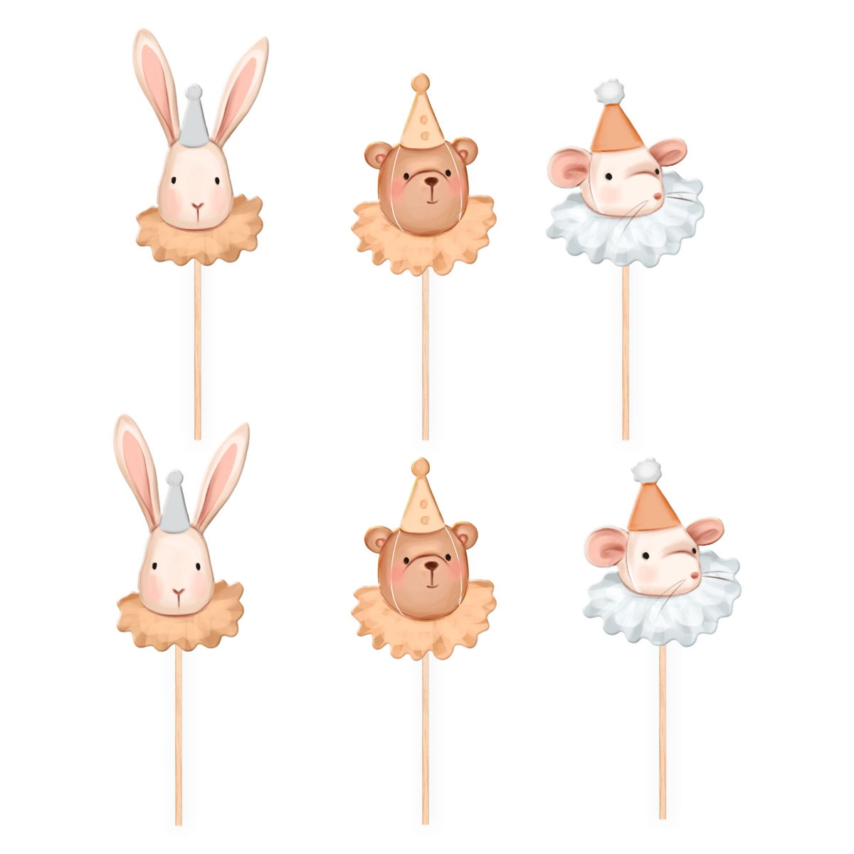 Teddy beer Cupcake Prikkers 6 Stuks