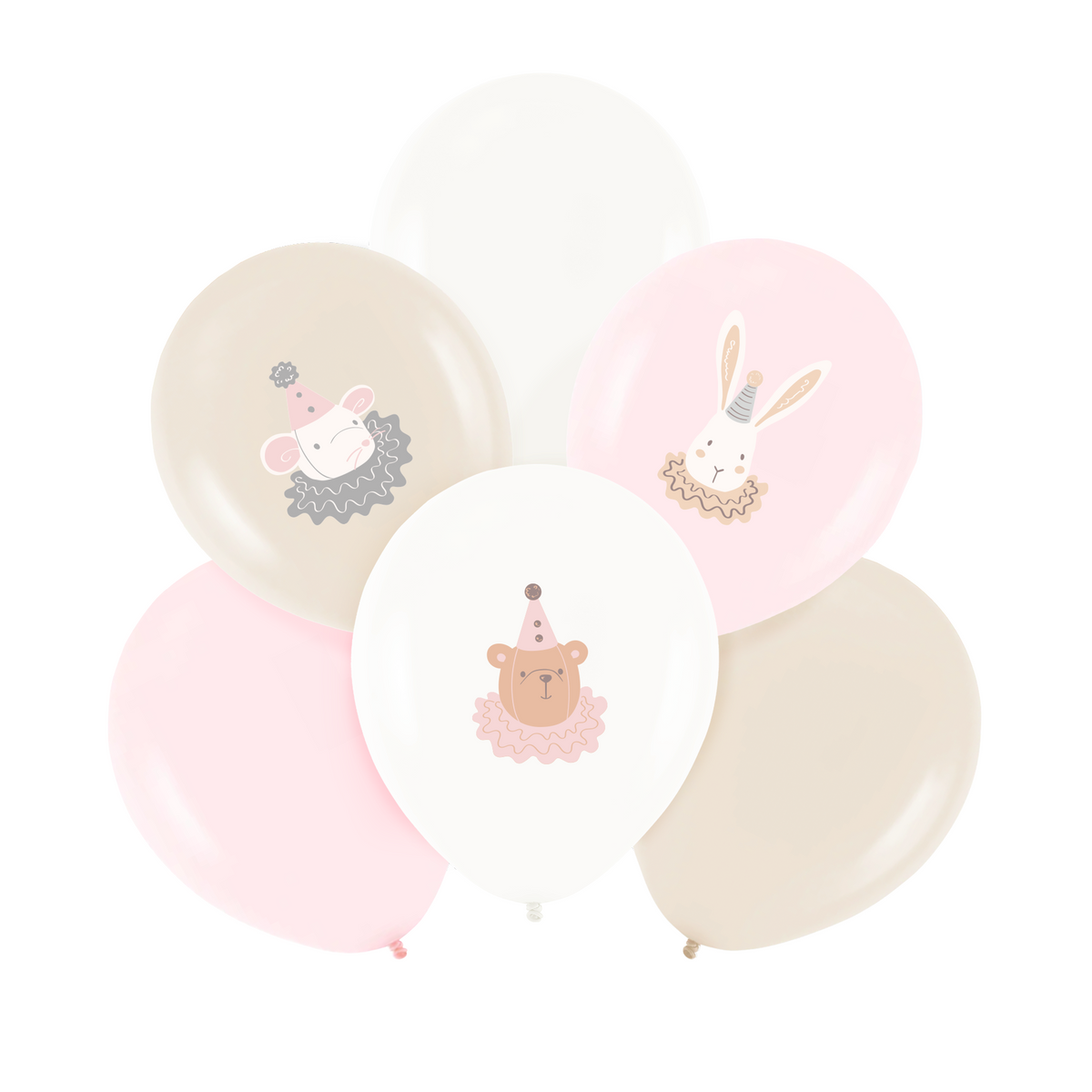 Ballonnen set Roze wit beige 6 Stuks