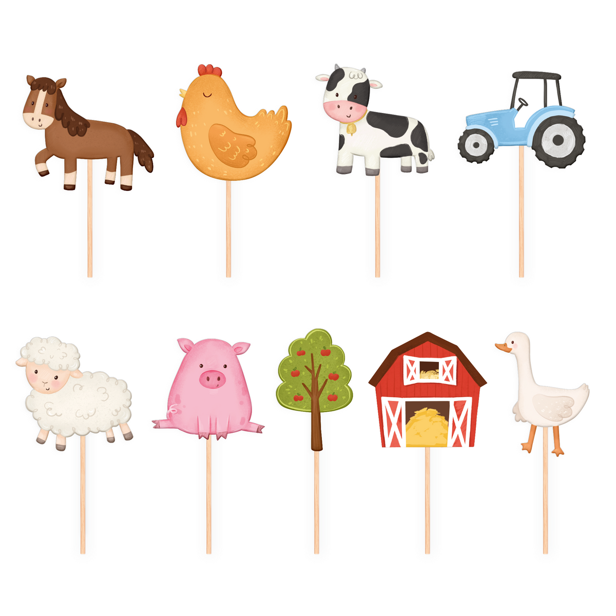 Taarttoppers Boerderijdieren 9st