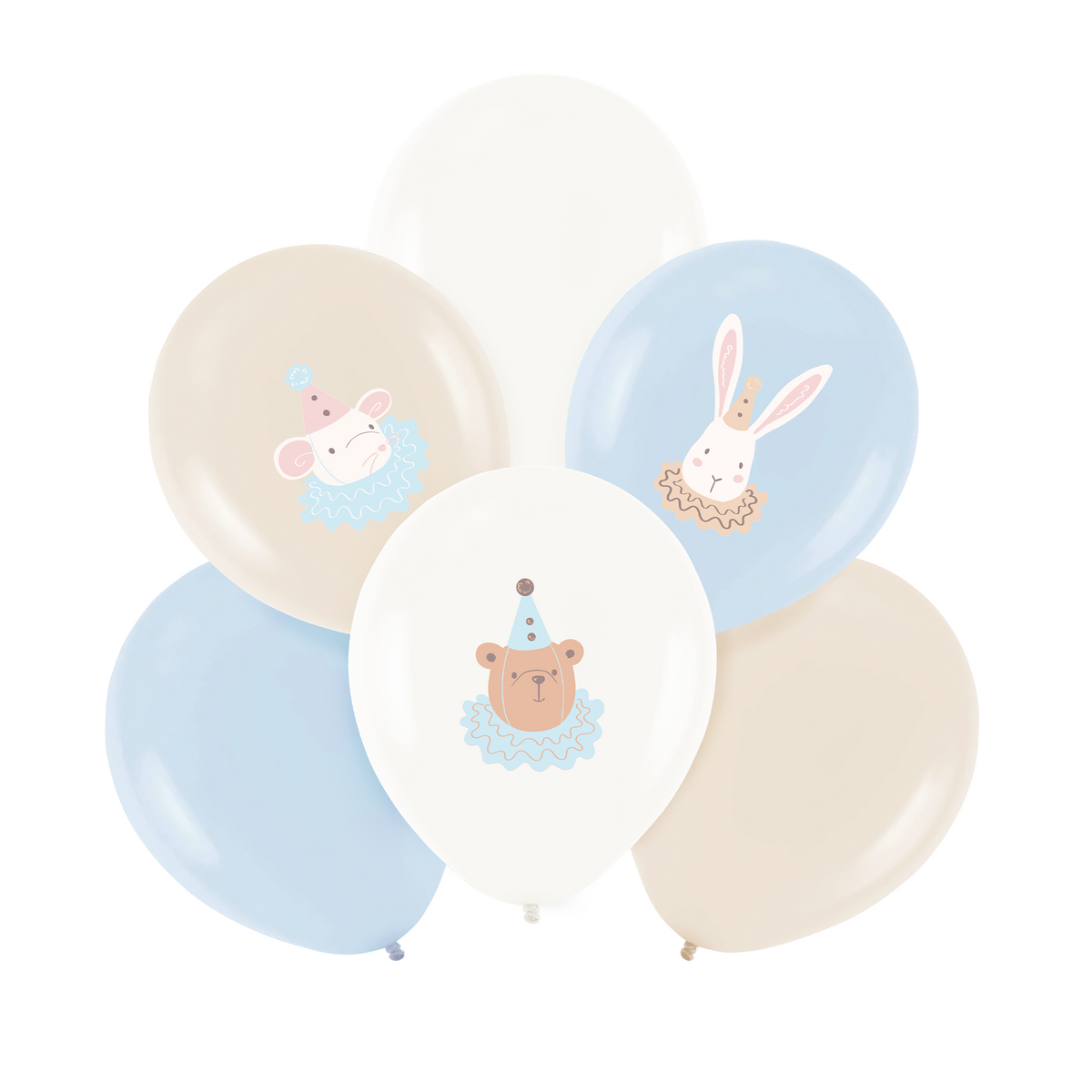 Ballonnen set Blauw wit beige 6 Stuks