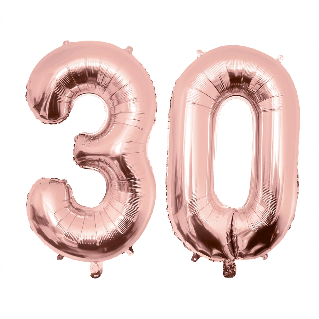 Cijferballonnen 30 Jaar Roségoud XL – 86 cm – Folieballonnen Verjaardag - Lucht & Helium