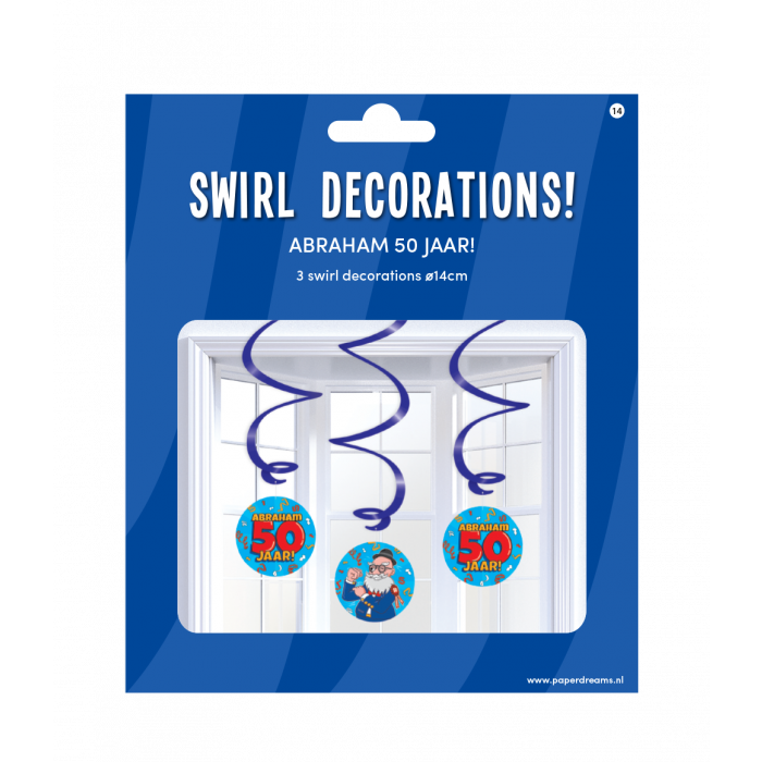 Swirl Decoraties Abraham 50 Jaar 14cm 3st