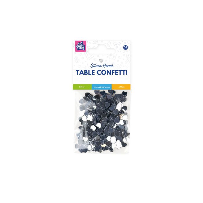 Tafconfetti Zilveren Hartjes 14gr