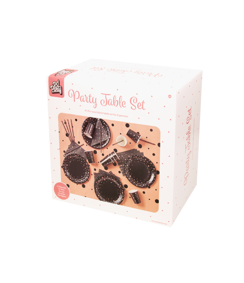 Tafelset Zwart en Rose Goud 41 delig
