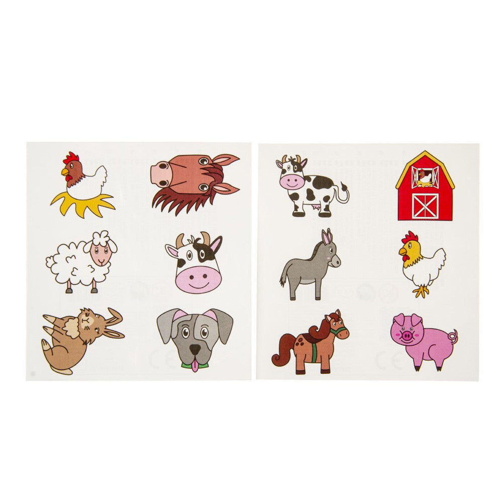 Tattoovel Boerderijdieren 12 Velletjes