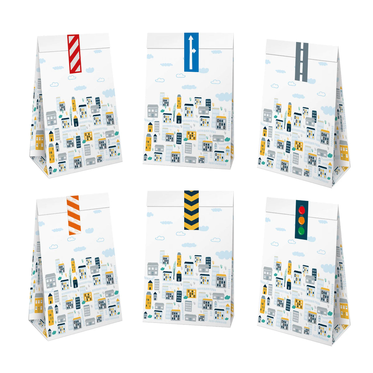 Auto Snoepzakjes met Stickers – Papieren Uitdeelzakjes – 10 x 17,5 cm – 6 Stuks