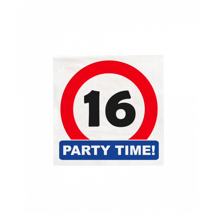16 jaar verkeersbord servetten 16st