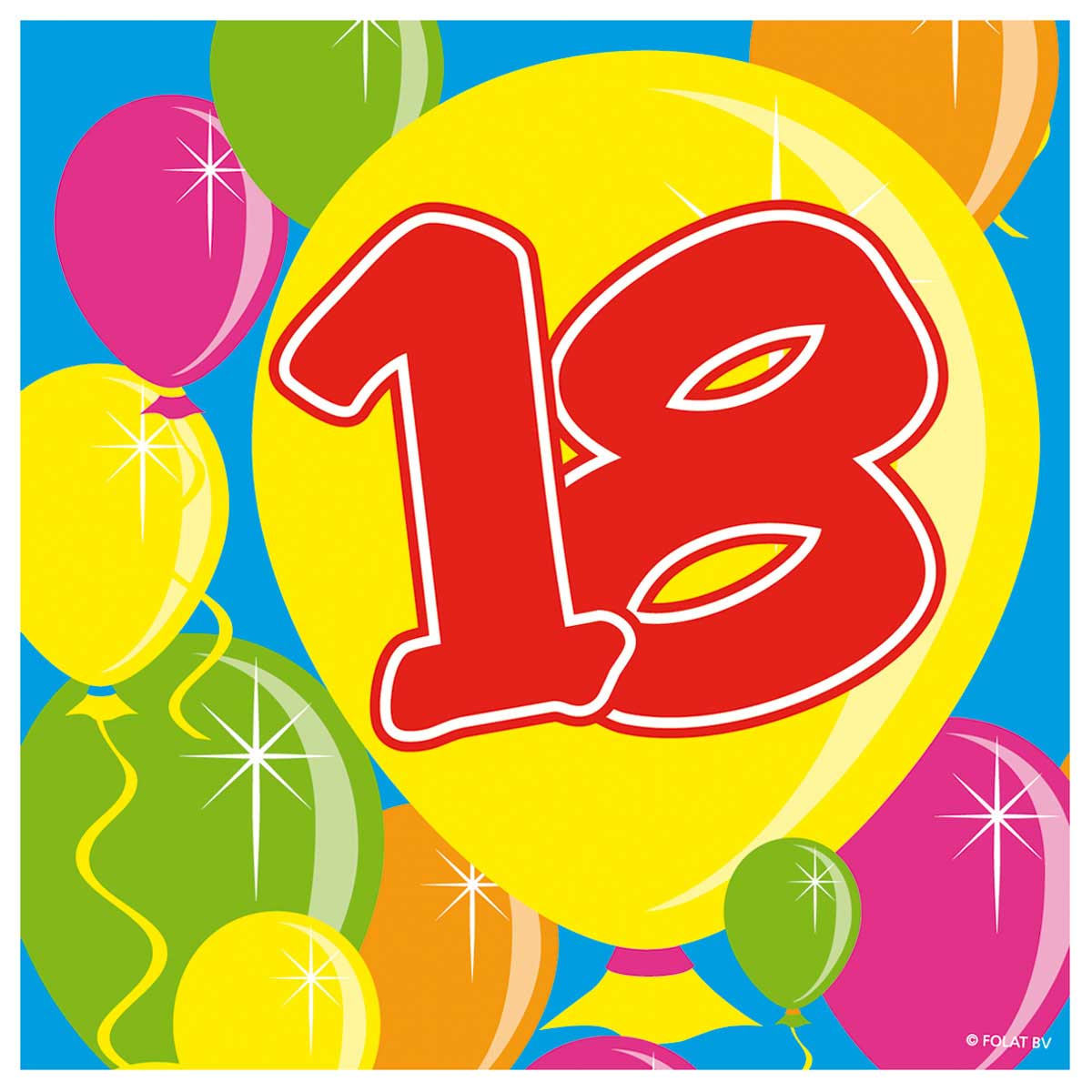18 Jaar Servetten Balloons 25x25cm - 20 stuks afbeelding