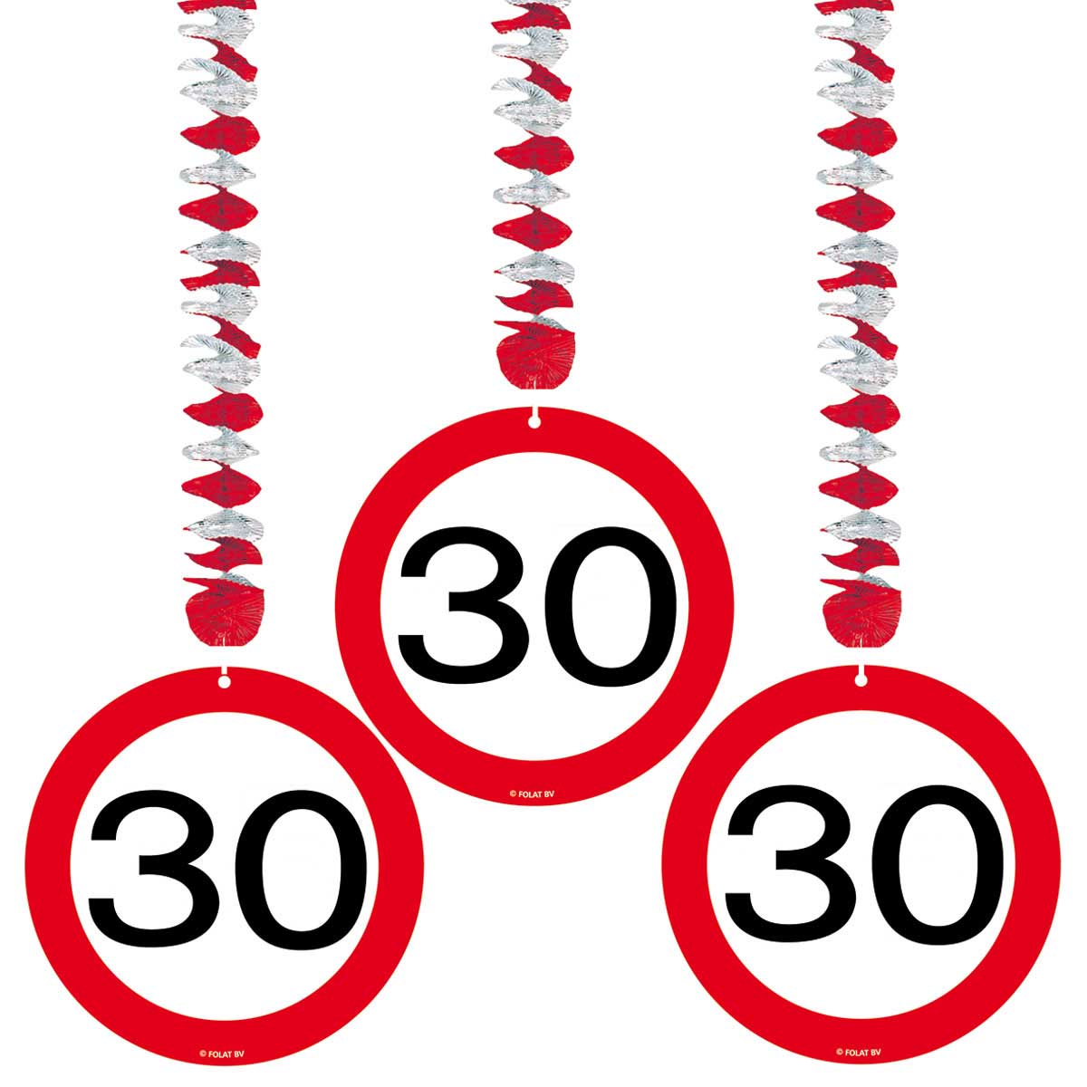 30 Jaar Verkeersbord Hangdecoratie - 3 stuks afbeelding