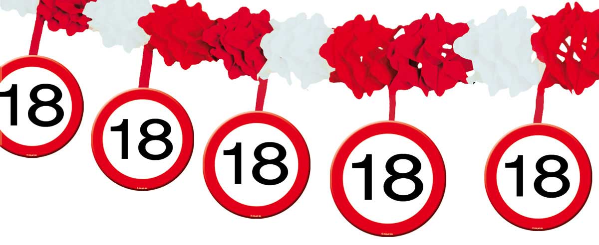 18 Jaar Verkeersbord Slinger met Onderhanger 