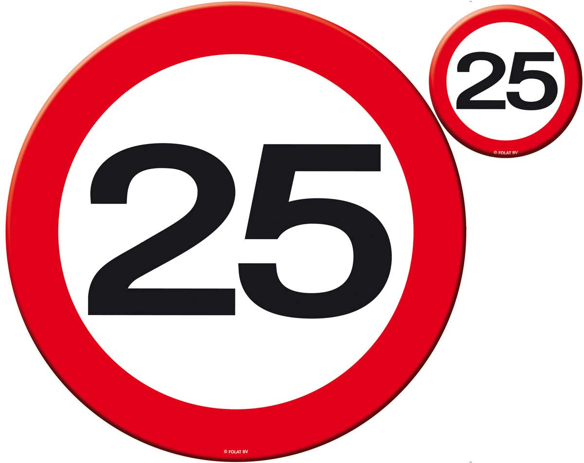 25 Jaar Verkeersbord Placemat en Onderzetter Set - 4x afbeelding