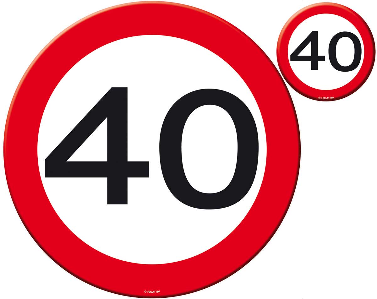 40 Jaar Verkeersbord Placemat en Onderzetter Set - 4x afbeelding