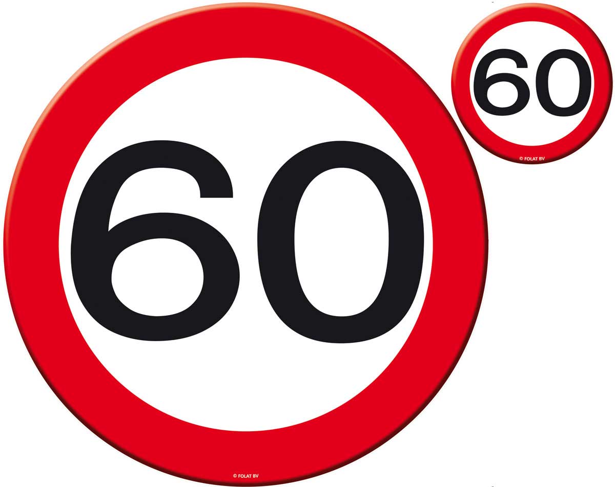 60 jaar Verkeersbord Placemat en Onderzetter set - 4x afbeelding
