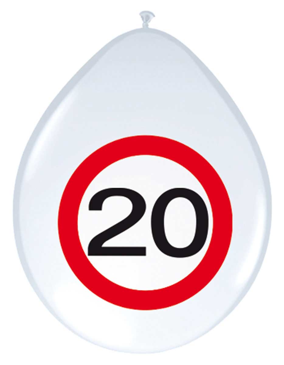 20 Jaar Verkeersbord Ballonnen - 8 stuks afbeelding