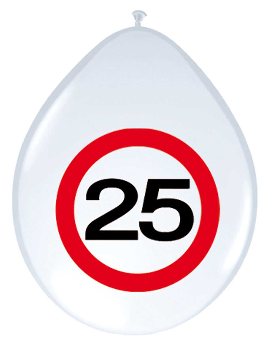 25 Jaar Verkeersbord Ballonnen - 8 stuks afbeelding