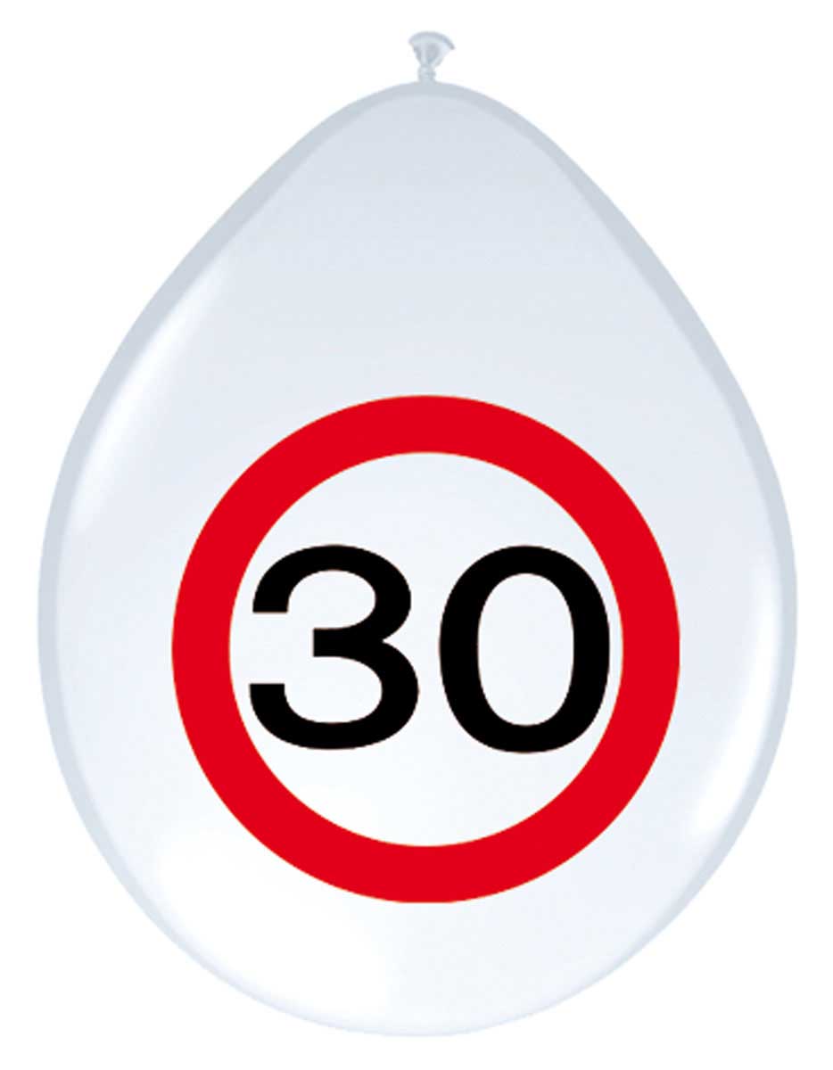 30 Jaar Verkeersbord Ballonnen - 8 stuks afbeelding