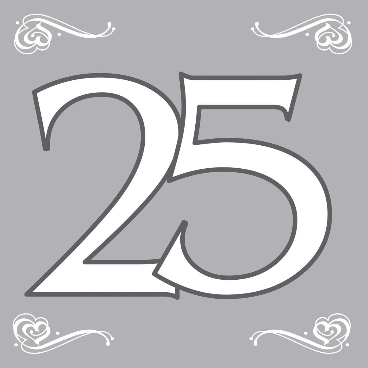 25 Jaar Zilveren Servetten 33x33cm - 20 stuks afbeelding
