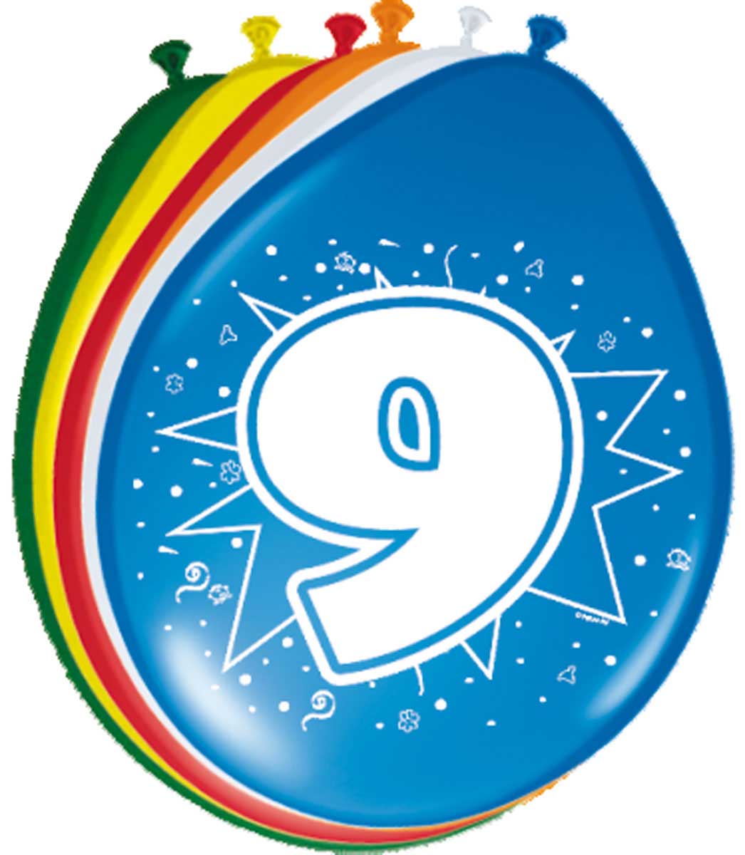 9 Jaar Ballonnen 30cm - 8 stuks afbeelding