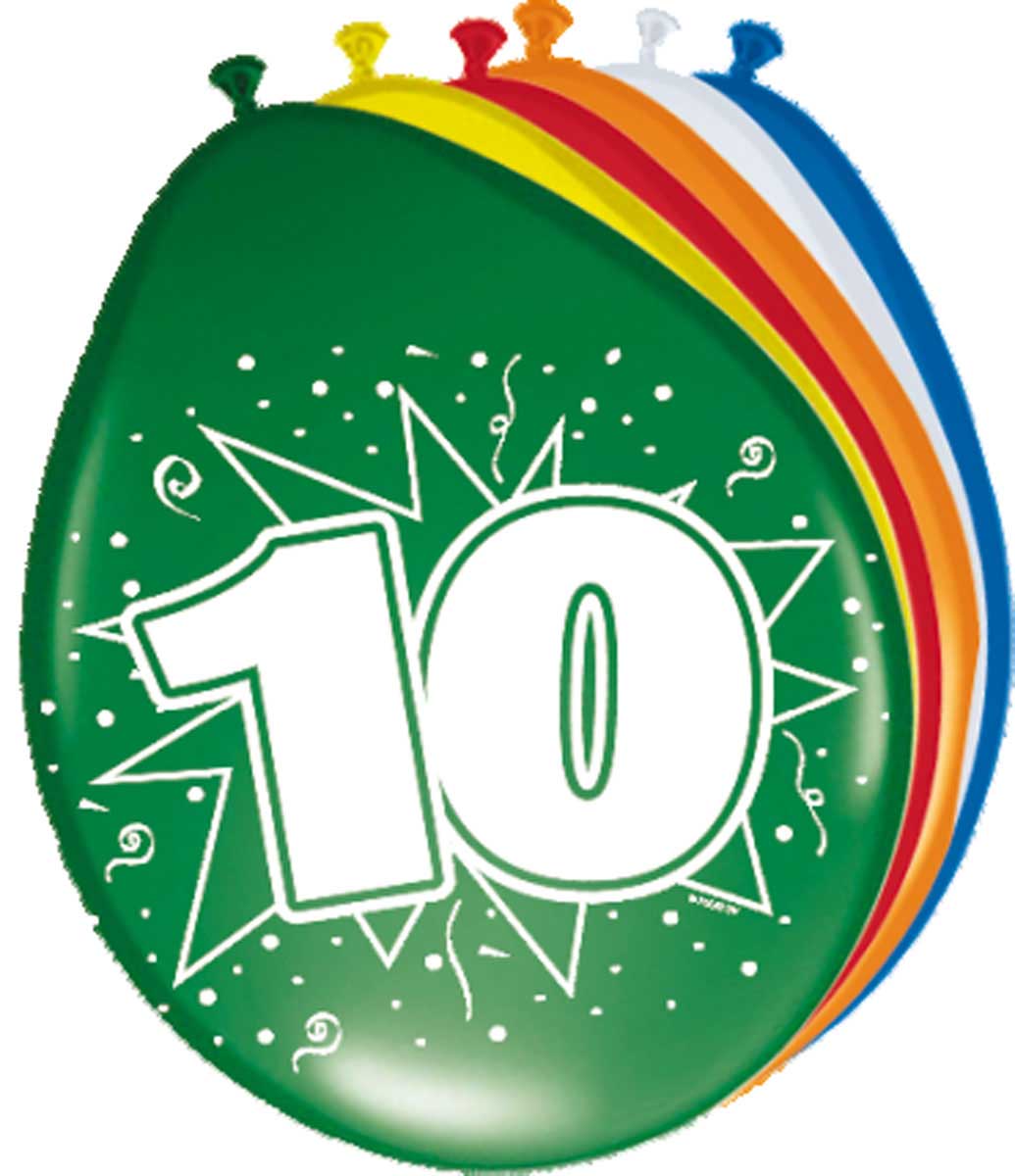 10 Jaar Ballonnen - 8 stuks afbeelding