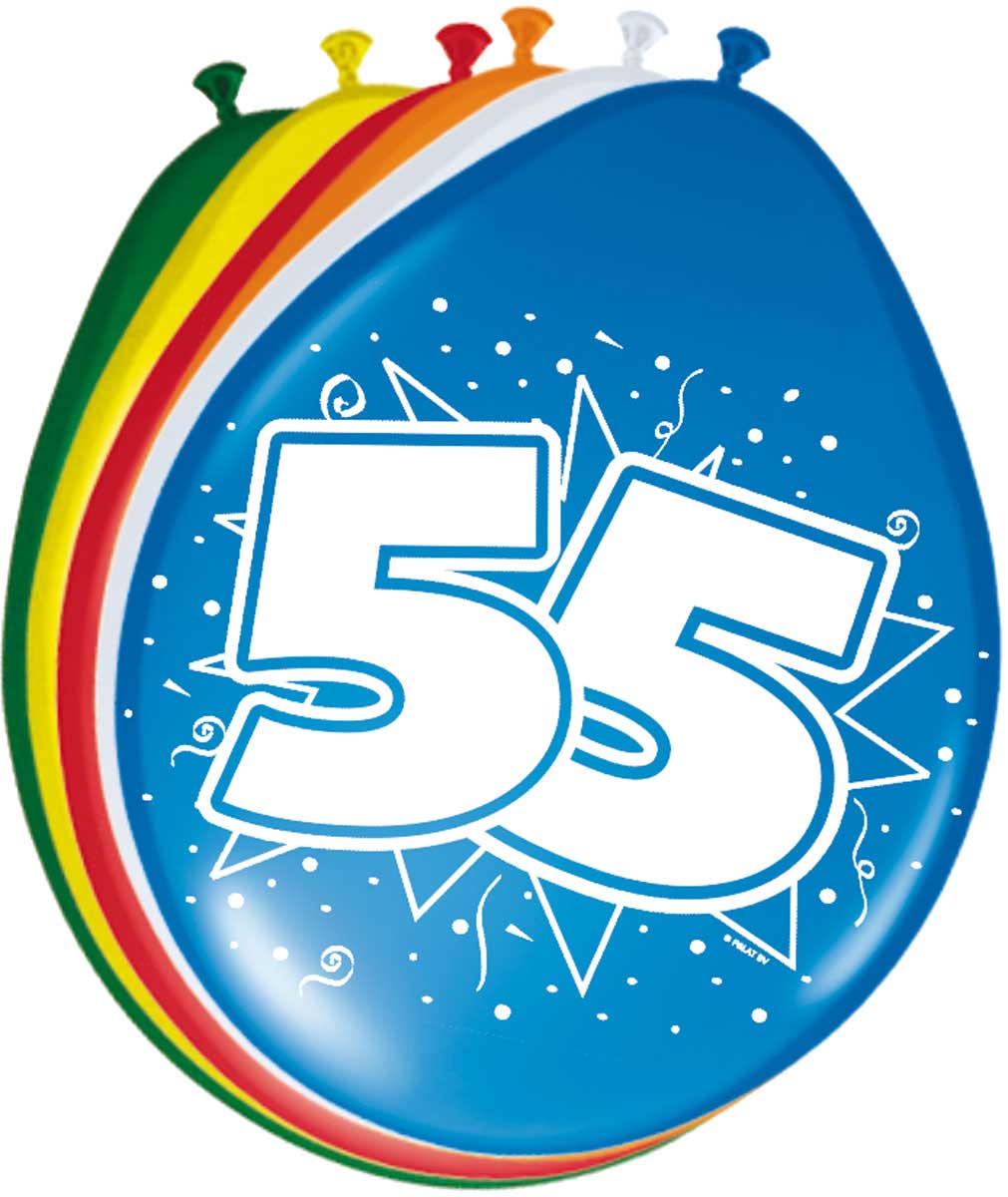 55 Jaar Ballonnen 30cm 8 stuks