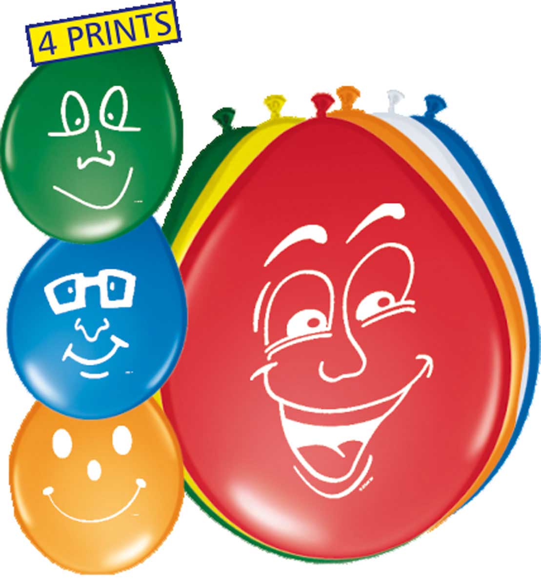Vrolijke gezichten ballonnen - 8 stuks afbeelding