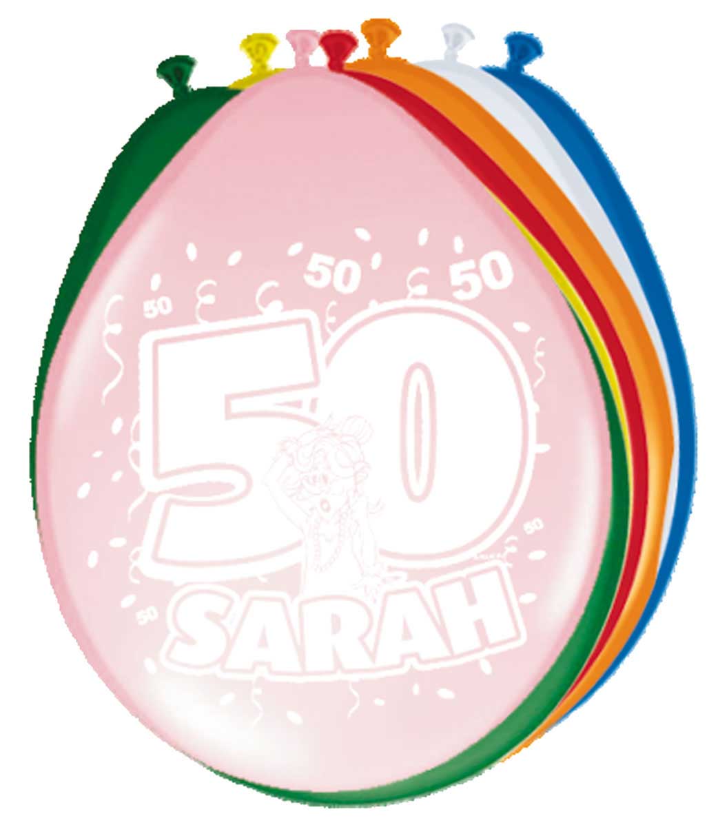 50 Jaar Sarah Ballonnen 30cm - 8 stuks afbeelding