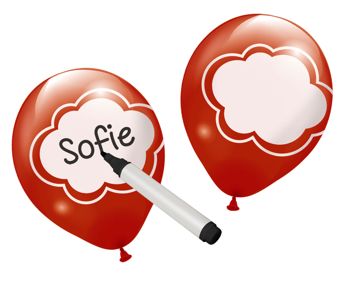 Beschrijfbare ballonnen rood - 6 stuks afbeelding