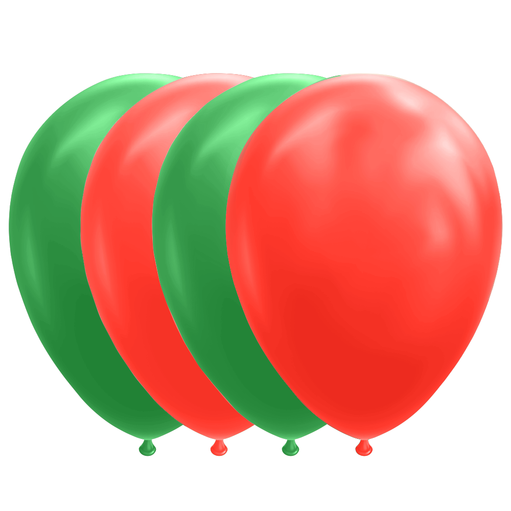 Ballonnen groen/rood - 10stk afbeelding