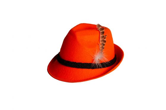 Oranje Tirol Hoedje met veer afbeelding