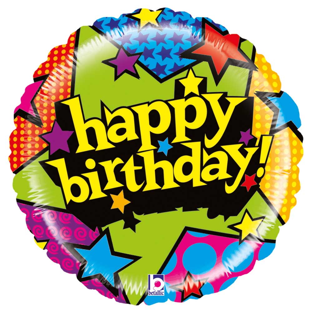 Happy Birthday Sterrenregen Folieballon afbeelding