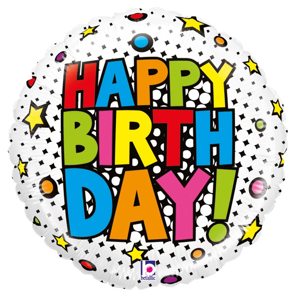 Happy Birthday Sterrenexplosie folieballon - 53 cm afbeelding