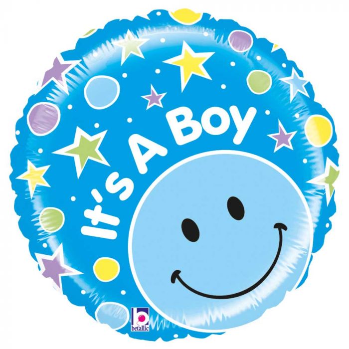 Folieballon It's a Boy Emoticon - 53cm afbeelding