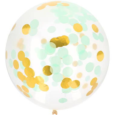 XL Confetti Ballon Goud/Mint afbeelding
