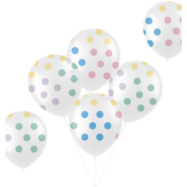 Ballonnen Stippen Pastel - 6stk afbeelding