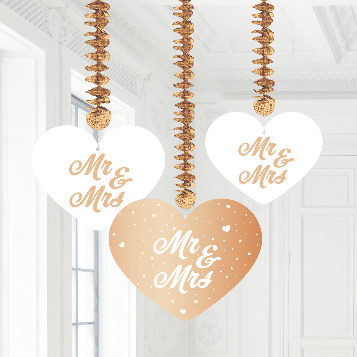 Bruiloft Rosé Goud Hangdecoratie - 3 stuks
