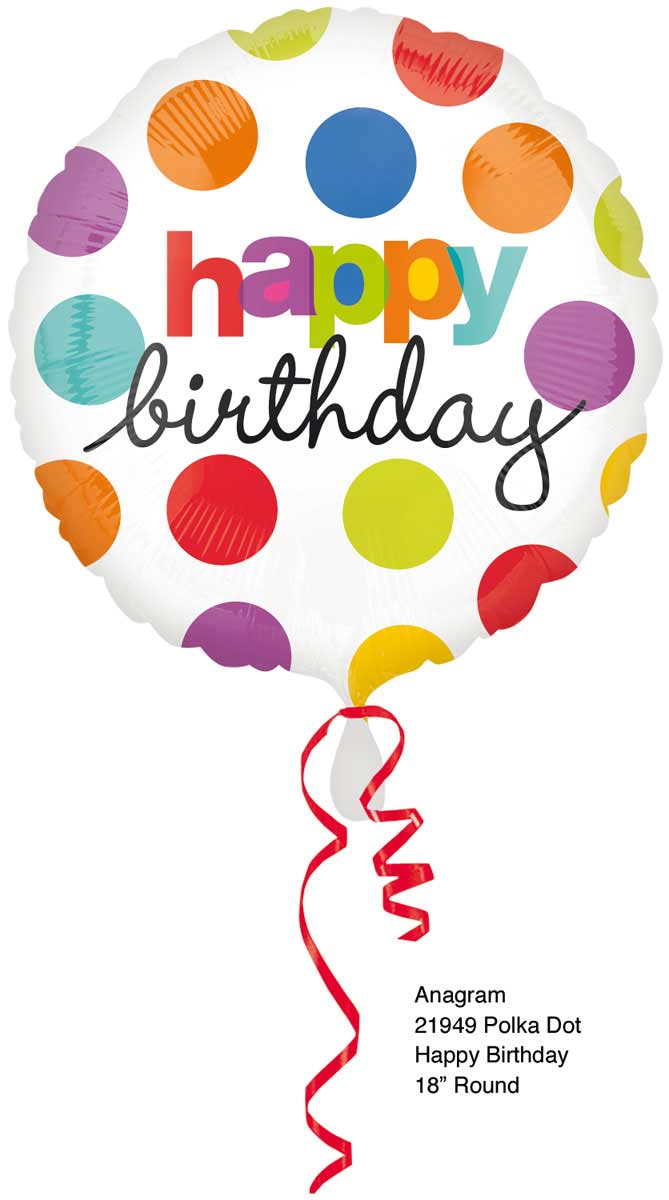 Happy Birthday Kleurige Stippen Folieballon afbeelding