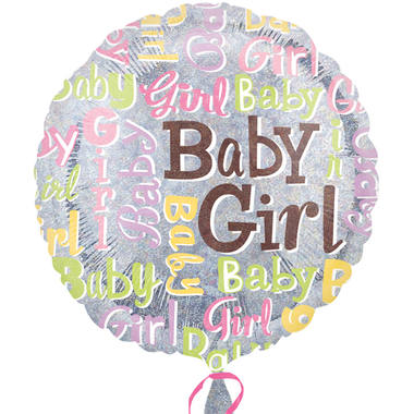 Folieballon Baby Girl Glitter - 45cm afbeelding