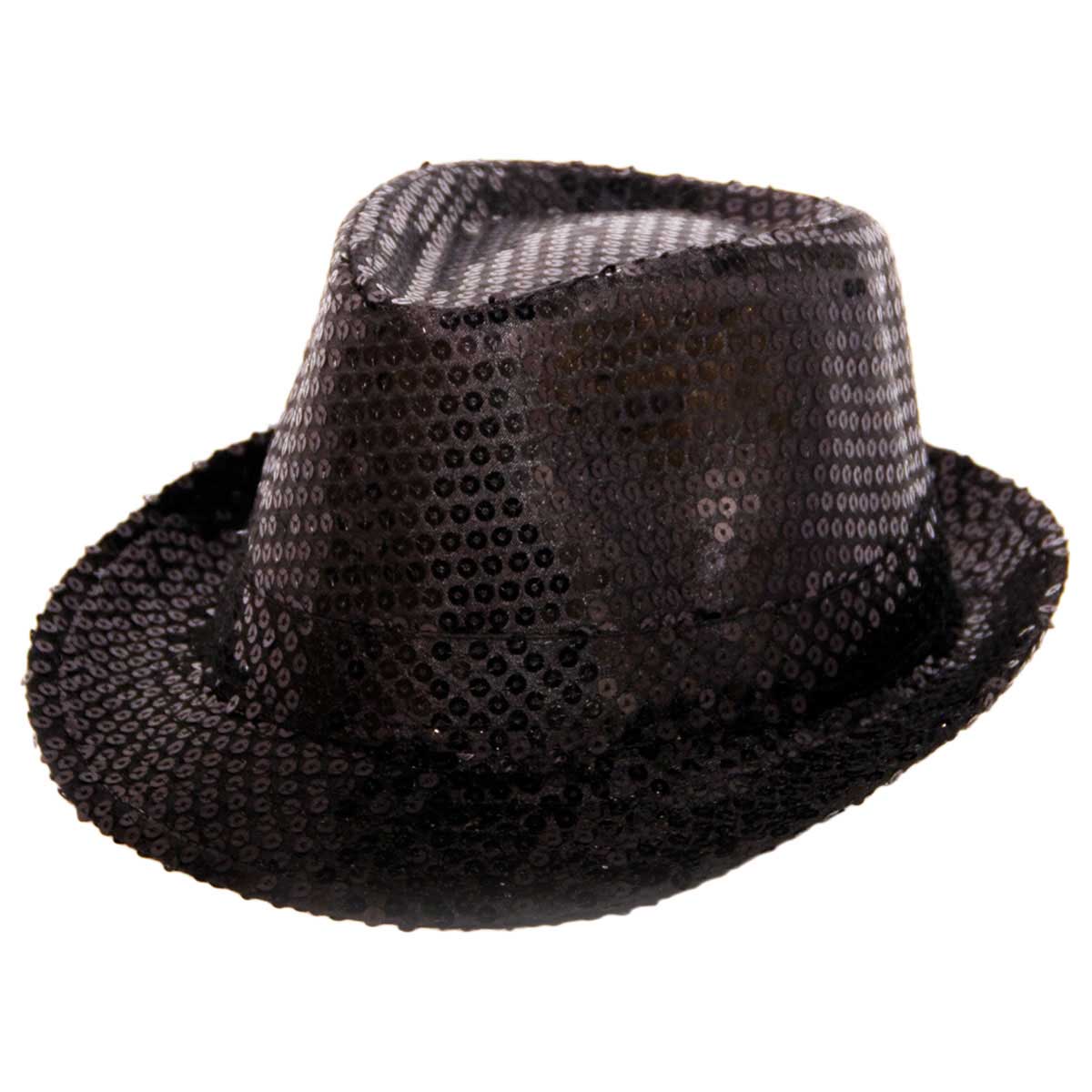 Trilby hoed metallic zwart met glitters afbeelding