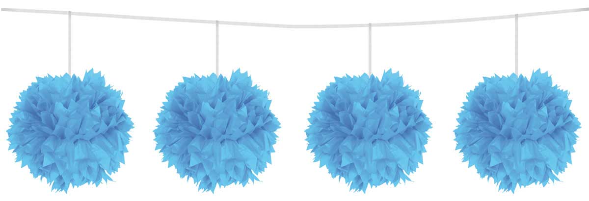 Pompom slinger lichtblauw - 3 mtr